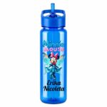Sticla Apa Copii, Personalizata, Cu Pai, Minnie Mouse, Albastru, 750ml, BPS009