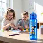 Sticla Apa Copii, Personalizata, Cu Pai, Mickey Mouse, Albastru, 750ml, BPS010 - imagine 2