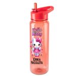 Sticla Apa Copii, Personalizata, Cu Pai, Hello Kitty, Rosu, 750ml, BPS011 - imagine 2