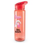 Sticla Apa Copii, Personalizata, Cu Pai, Peppa Pig, Rosu, 750ml, BPS012 - imagine 4
