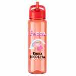 Sticla Apa Copii, Personalizata, Cu Pai, Peppa Pig, Rosu, 750ml, BPS012