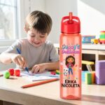 Sticla Apa Copii, Personalizata, Cu Pai, Gabby's Dollhouse, Rosu, 750ml, BPS013 - imagine 3