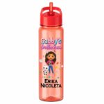 Sticla Apa Copii, Personalizata, Cu Pai, Gabby's Dollhouse, Rosu, 750ml, BPS013