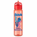 Sticla Apa Copii, Personalizata, Cu Pai, Stitch, Rosu, 750ml, BPS015