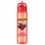 Sticla Apa Copii, Personalizata, Cu Pai, Spiderman, Rosu, 750ml, BPS017