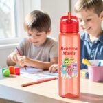 Sticla Apa Copii, Personalizata, Cu Pai, Labubu, Rosu, 750ml, BPS018 - imagine 3