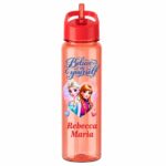 Sticla Apa Copii, Personalizata, Cu Pai, Elsa, Frozen, Rosu, 750ml, BPS019
