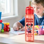 Sticla Apa Copii, Personalizata, Cu Pai, Minnie Mouse, Rosu, 750ml, BPS020 - imagine 3
