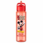 Sticla Apa Copii, Personalizata, Cu Pai, Mickey Mouse, Rosu, 750ml, BPS021