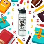 Sticla Apa Copii, Personalizata, Cu Pai, Cappuccino Assassino, Negru, 750ml, BPS022 - imagine 3