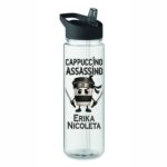 Sticla Apa Copii, Personalizata, Cu Pai, Cappuccino Assassino, Negru, 750ml, BPS022