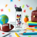 Sticla Apa Copii, Personalizata, Cu Pai, Mickey Mouse, Negru, 750ml, BPS023 - imagine 3
