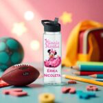Sticla Apa Copii, Personalizata, Cu Pai, Minnie Mouse, Negru, 750ml, BPS024 - imagine 3