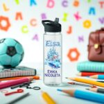 Sticla Apa Copii, Personalizata, Cu Pai, Elsa, Negru, 750ml, BPS025 - imagine 3