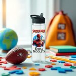 Sticla Apa Copii, Personalizata, Cu Pai, Spiderman, Negru, 750ml, BPS027 - imagine 3