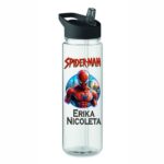 Sticla Apa Copii, Personalizata, Cu Pai, Spiderman, Negru, 750ml, BPS027