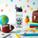 Sticla Apa Copii, Personalizata, Cu Pai, Stitch, Negru, 750ml, BPS029 - imagine 3