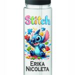 Sticla Apa Copii, Personalizata, Cu Pai, Stitch, Negru, 750ml, BPS029 - imagine 2