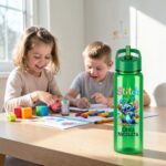 Sticla Apa Copii, Personalizata, Cu Pai, Stitch, Verde, 750ml, BPS074 - imagine 2