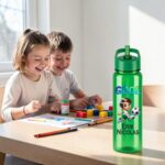 Sticla Apa Copii, Personalizata, Cu Pai, Fotbal, Verde, 750ml, BPS079 - imagine 2