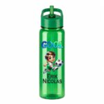 Sticla Apa Copii, Personalizata, Cu Pai, Fotbal, Verde, 750ml, BPS079