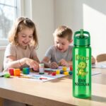 Sticla Apa Copii, Personalizata, Cu Pai, Dino, Verde, 750ml, BPS081 - imagine 2