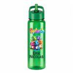 Sticla Apa Copii, Personalizata, Cu Pai, Splash Dino, Verde, 750ml, BPS082