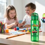 Sticla Apa Copii, Personalizata, Cu Pai, Dino Cars, Verde, 750ml, BPS084 - imagine 2