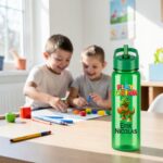 Sticla Apa Copii, Personalizata, Cu Pai, Dino Baschet, Verde, 750ml, BPS085 - imagine 2