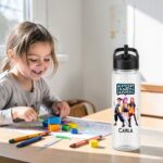 Sticla Apa Copii, Personalizata, Cu Pai, Kpop, Negru, 750ml, BPS087 - imagine 2