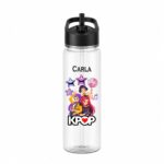 Sticla Apa Copii, Personalizata, Cu Pai, Kpop, Negru, 750ml, BPS088