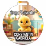 Medalie Personalizata, Gradinita, Grupa Puisorilor, Lemn, Multicolor, 6x6,5cm, MDUV040 - imagine 2