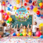 Medalie Personalizata, Gradinita, Grupa Florilor, Lemn, Multicolor, 6x6,5cm, MDUV052 - imagine 3