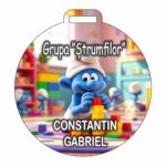 Medalie Personalizata, Gradinita, Grupa Strumfilor, Lemn, Multicolor, 6x6,5cm, MDUV061 - imagine 2