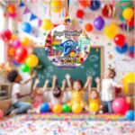 Medalie Personalizata, Gradinita, Grupa Strumfilor, Lemn, Multicolor, 6x6,5cm, MDUV061 - imagine 3