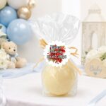 Marturie Botez, Lumanare Sfera, Flori Rosii, 5x5 cm, LMRB006 - imagine 2