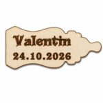 Marturie botez, Personalizata, Model Biberon, Lemn, 6x5 cm, MB017
