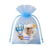 Marturie Magnet Inima, Botez, Elefant Balon, Albastru, 8 cm, MB025