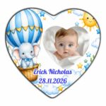 Marturie Magnet Inima, Botez, Elefant Balon, Albastru, 8 cm, MB025 - imagine 2