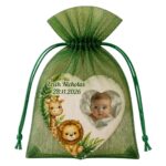 Marturie Magnet Inima, Botez, Safari, Verde, 8 cm, MB027