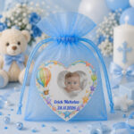 Marturie Magnet Inima, Botez, Balon, Curcubeu, 8 cm, MB029 - imagine 3