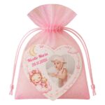 Marturie Magnet Inima, Botez, Urs Roz, 8 cm, MB030