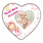 Marturie Magnet Inima, Botez, Urs Roz, 8 cm, MB030 - imagine 2