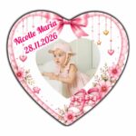 Marturie Magnet Inima, Botez, Pantofi Roz, 8 cm, MB034 - imagine 2