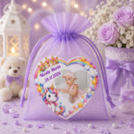 Marturie Magnet Inima, Botez, Unicorn, Curcubeu, 8 cm, MB035 - imagine 3