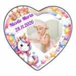 Marturie Magnet Inima, Botez, Unicorn, Curcubeu, 8 cm, MB035 - imagine 2