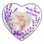Marturie Magnet Inima, Botez, Lavanda Mov, 8 cm, MB037 - imagine 2