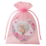 Marturie Magnet Inima, Botez, Flori, Fluturi, 8 cm, MB038