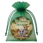 Marturie Magnet, Lemn, Botez, Safari, Animale, 8 cm, MB039