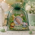 Marturie Magnet, Lemn, Botez, Safari, Jungla, 8 cm, MB041 - imagine 3